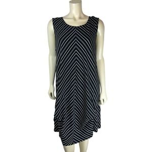 Habitat Sleeveless Chevron Print Dress Size M Pickup Hem Swing Lagenlook Art